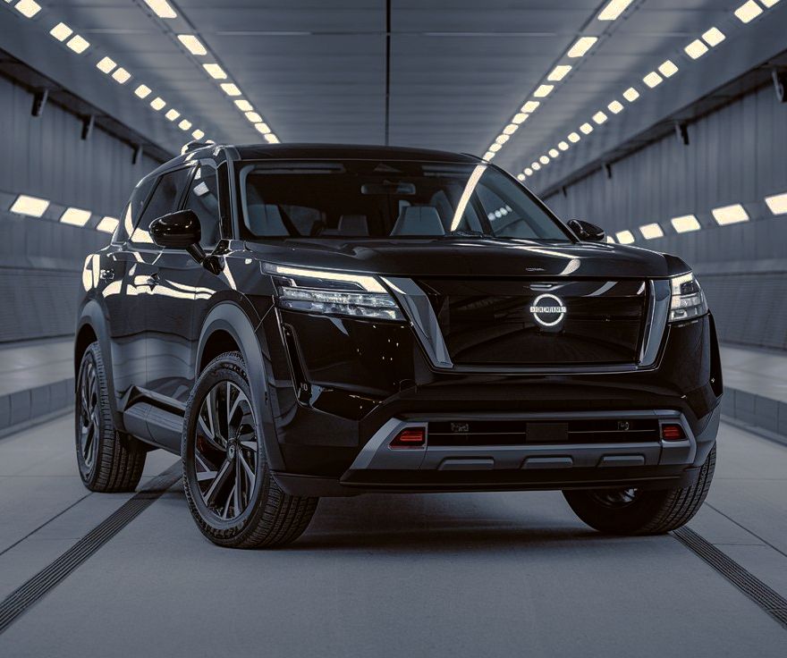 Black-Nissan-suv-in-paint-booth-Auto-Stiegler-Collision-Center